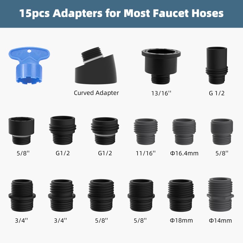 iFealClear Kitchen Faucet Replacement Head, Pull Down Spray Head 3 Modes Kitchen Faucet Sprayer Head Replacement Compatible with Moen, Delta, Kohler, 15 Adapters, Oil Rubbed Bronze - Image 2